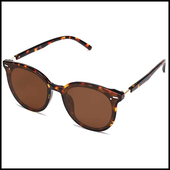 Plastic Frame Round Sunglasses UV400 Protection Large Frame